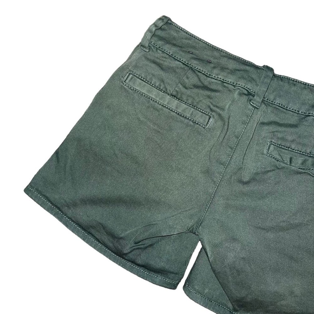 American Eagle Womens Midi Shorts 0 Green Chino Mid Rise Stretch Pockets Logo - Picture 5 of 7